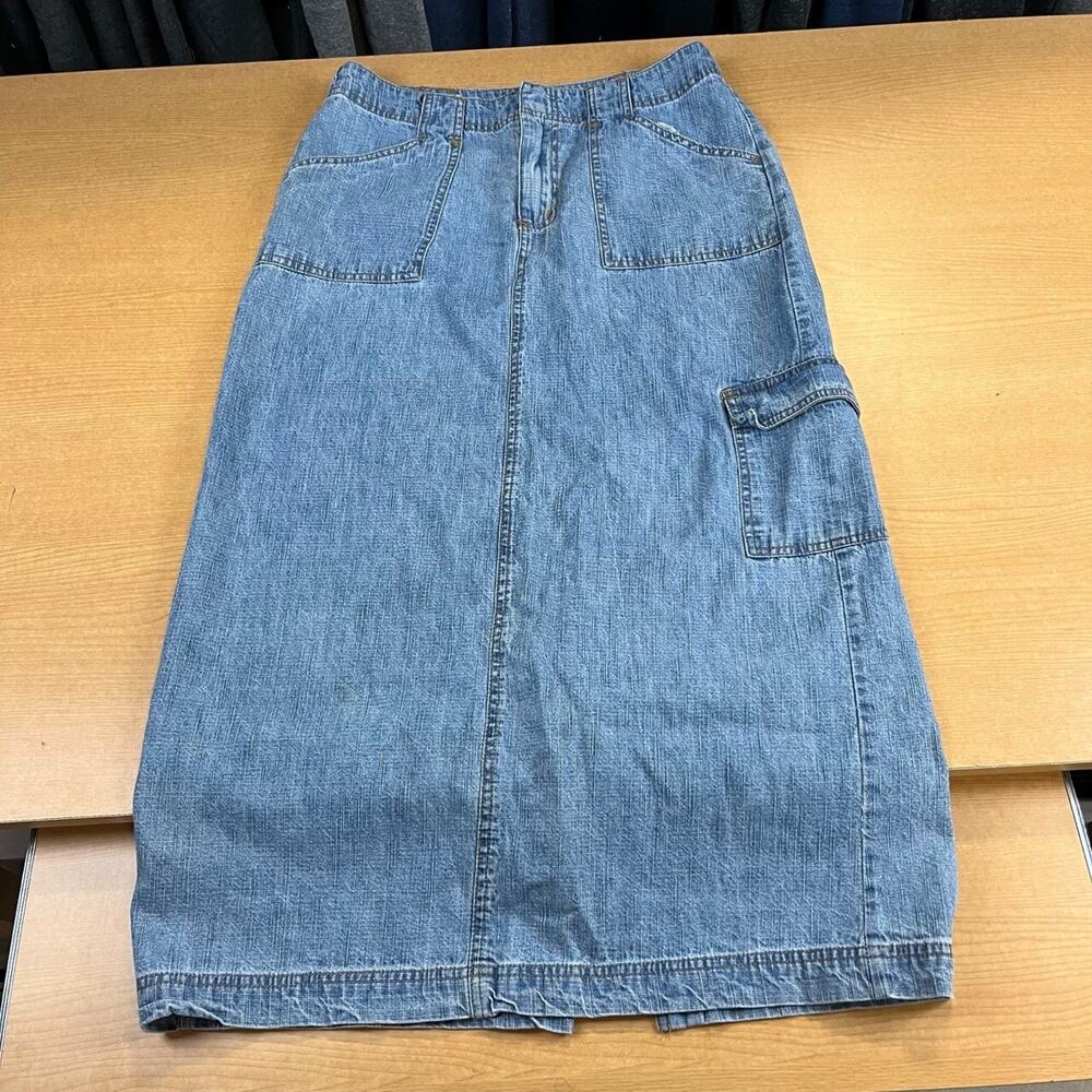 White Stag Denim Jean Skirt Womens Petite Pockets Belt Loops Sz 15